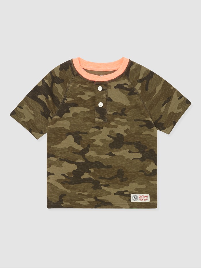 Kinder-Camouflage-Henley-T-Shirt