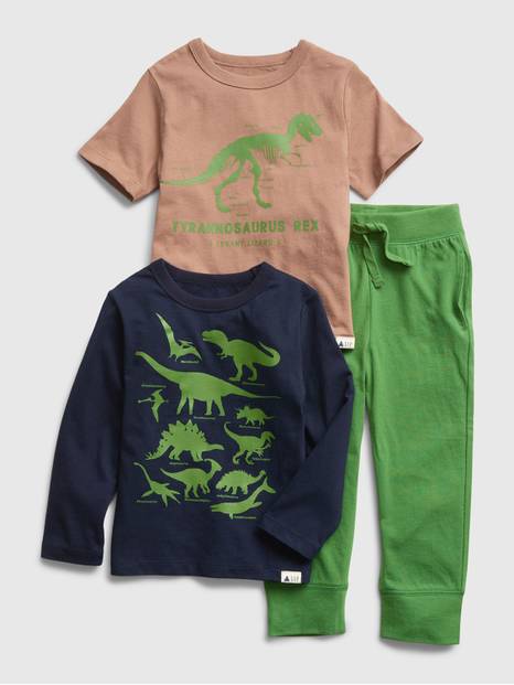 Toddler 100% Organic Cotton Mix and Match Graphic 3-Piece Outfit Set