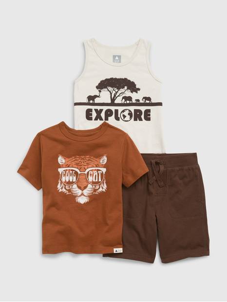 Toddler 100% Organic Cotton Mix & Match 3-Piece Outfit Set