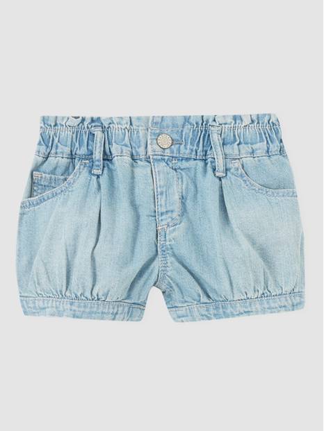 Baby 100% Organic Cotton Denim Bubble Shorts with Washwell