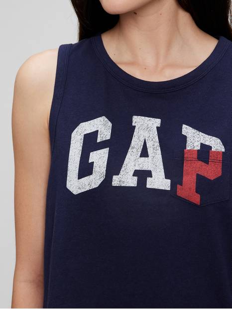 Gap Logo Cropped Muscle Tank Top