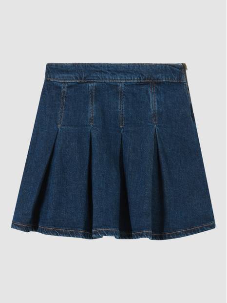 Kids Pleated Denim Skirt with Washwell