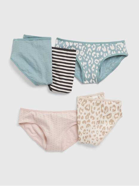 Kids Organic Cotton Leopard Bikini Briefs (5-Pack)