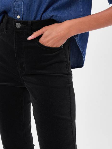 High Rise Velvet Vintage Slim Jeans with Washwell