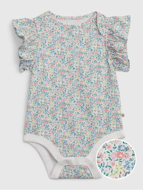 لباس قطعة واحدة ميكس اند ماتش 100‏%‏‏ قطن عضوي بأكمام كشكش للأطفال الرضع