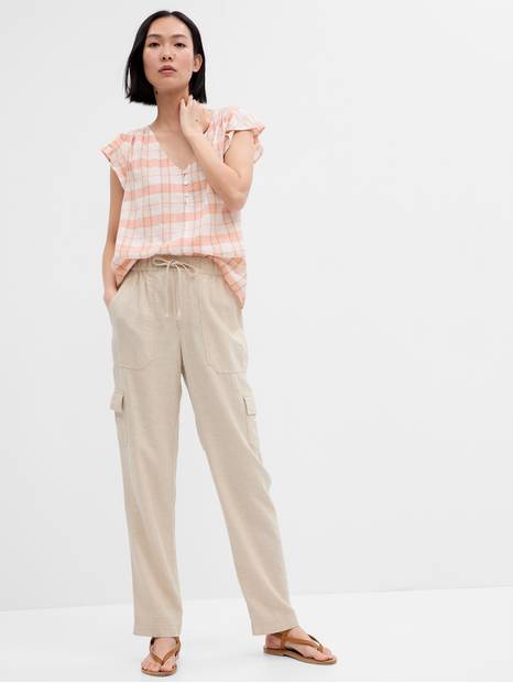 Linen Easy Cargo Pants with Washwell