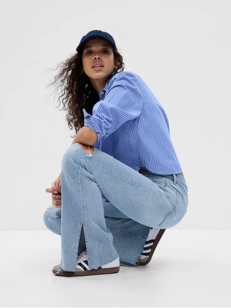 High Rise Split-Hem '70s Flare Jeans with Washwell