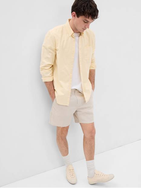 7" Linen-Cotton Shorts