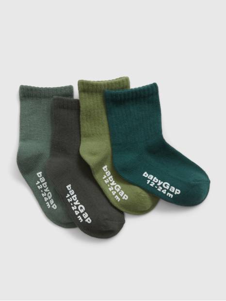 Toddler 100% Organic Cotton Crew Socks (4-Pack)