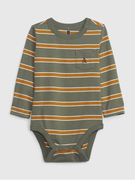 لباس قطعة واحدة ميكس اند ماتش بنقشة خطوط 100‏%‏ قطن عضوي للأطفال الرضع