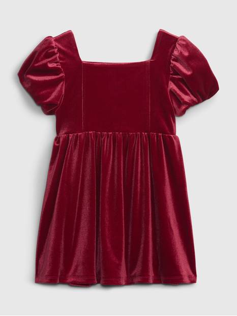 Toddler Puff Sleeve Velvet Dress